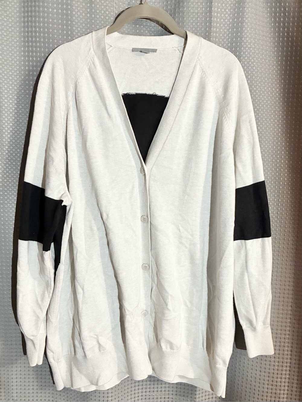 Cos Sz XS Cotton Cashmere Woman Button-Front Cardigan Sweater Colorblock Cozy